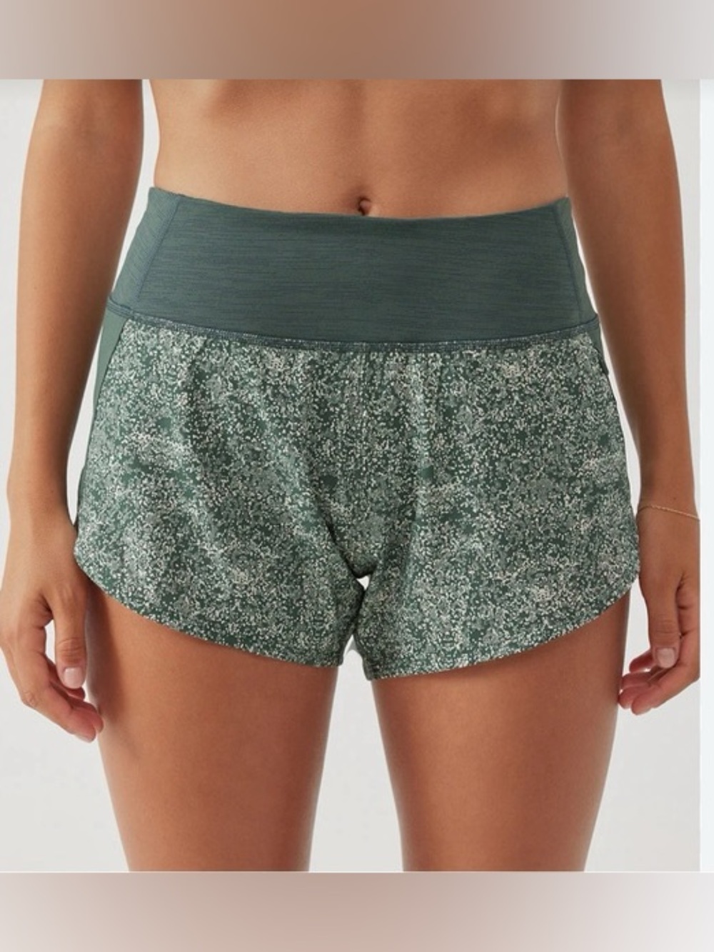 Outdoor Voices Green Speckled Athletic Shorts